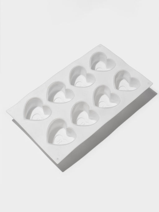Форма для муссовых десертов Доляна Сердце, силикон, 29?17?4.3 см, 8 ячеек (5.5?6.2?3.5 см), белая  фото 3