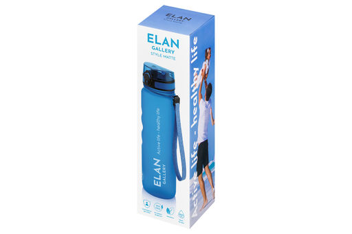 Бутылка для воды 1000 мл 7,8*7,8*28,5 см "Style Matte" с углублениями д/пальцев небесная