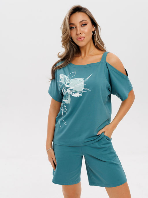 Костюм женский К-237 (кулирка с лайкрой) Зелёная - Elenatex фото 22