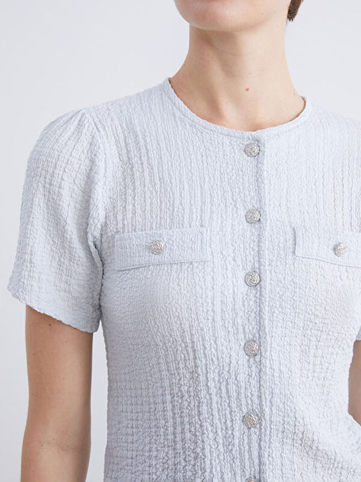 Bisiklet Yaka Dokulu Bluz