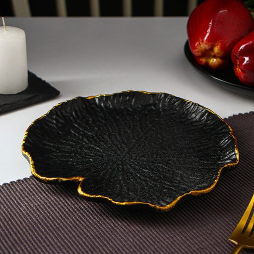 Блюдо для фруктов Доляна «Кувшинка», 20×19 см, чёрное