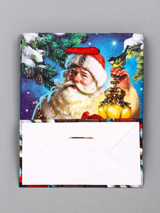 Цена за 2 шт. Пакет подарочный новогодний ламинированный, «Синички», 11.5×6.5×14.5 см