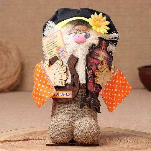 Фигурка-оберег «Домовой. Кузя в кепке, с самоваром и подковой», 26×15×12 см, МИКС