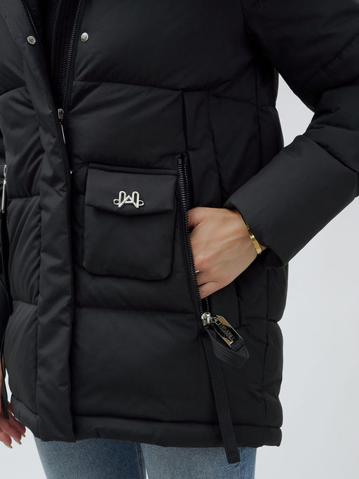 Куртка Бренд Visdeer ПРЕМИУМ КЛАССА зимняя с мехом ЕНОТА, черного цвета - Mtforce фото 10