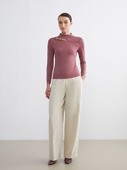 Dik Yaka Pencere Detayl? Kad?n Ti??rt