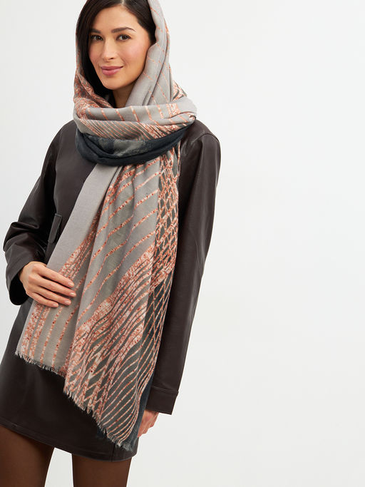 Большой, мягкий, тонкий и очень нежный двусторонний палантин с рисунком - Tantino фото 18