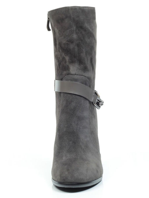 YF189-062M DK.GREY Полусапоги зимние женские (натуральная замша, натуральный мех (еврозима))