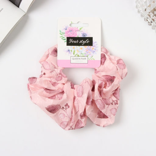 Цена за 2 шт. Резинка для волос «Орбита», листочки стиль, 13 см, розовая