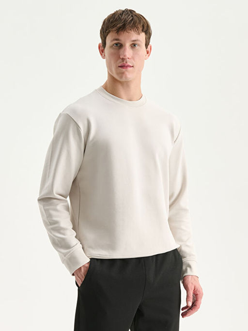 Bisiklet Yaka Nak??l? Erkek Sweatshirt