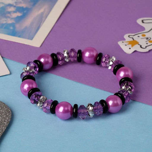 Цена за 3 шт. Браслет детский «Выбражулька. Ундина», черный, фиолетовый