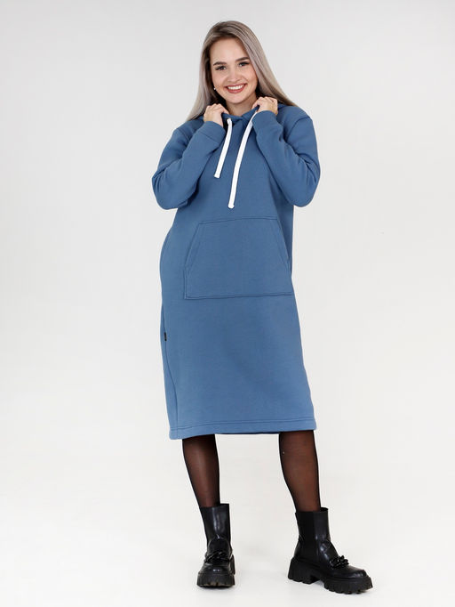 Платье женское П-162 (футер 3х нитка с начесом) Индиго - Elenatex фото 2