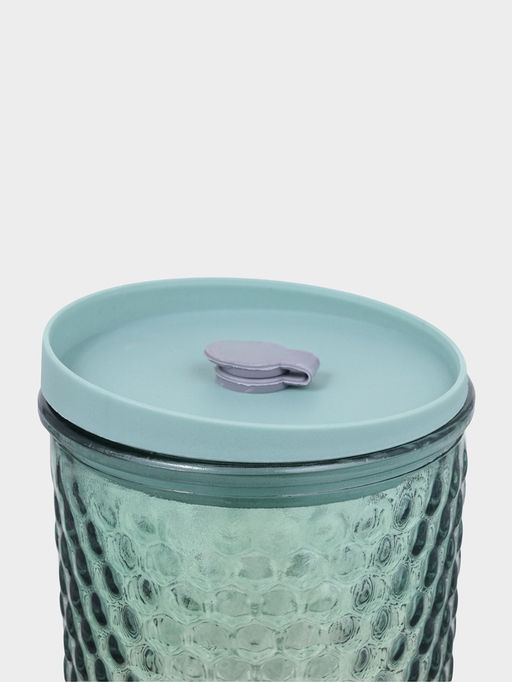 Стакан «Спектр», 500 мл, 8×16 см, с трубочкой, силиконовая крышка, стекло, зелёный