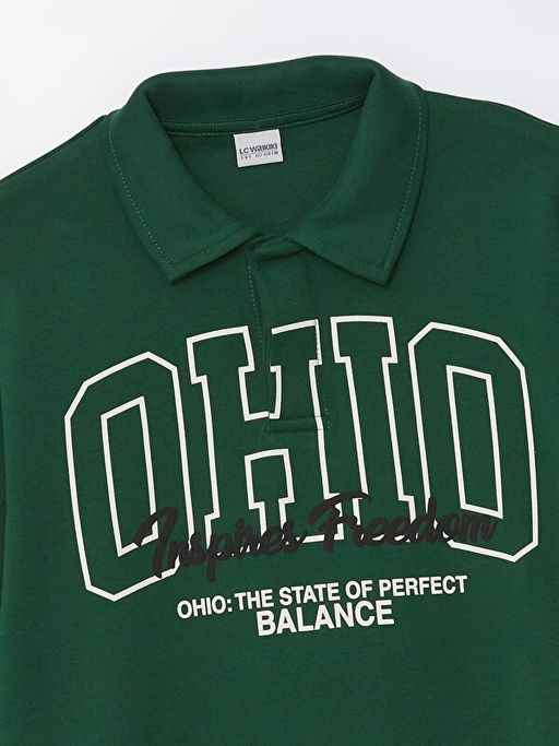 Polo Yaka Bask?l? Uzun Kollu Erkek ?ocuk Sweatshirt - Waikiki фото 2