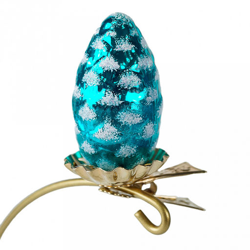 Елочная игрушка фигурка стеклянная "Шишка на лягушке-2" д3,6см, h8,2см, ручная художественная роспись, подарочная упаковка (Россия)