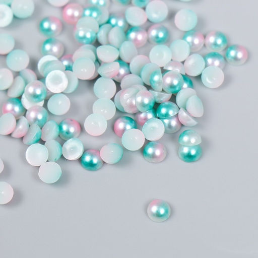 Декор Полубусины и стразы. Градиент бело-голубой d=4 мм 10г 200 шт 5х2,5 см МИКС - Арт узор фото 3