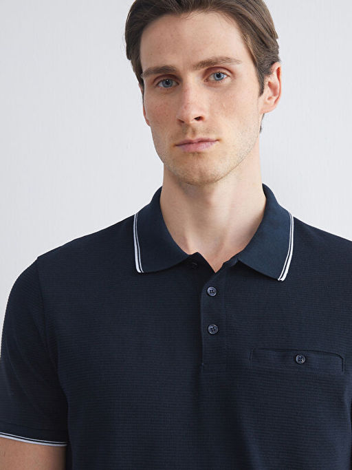 Polo Yaka K?sa Kollu Penye Erkek Ti??rt