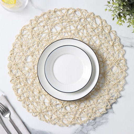 Цена за 12 шт. Салфетка сервировочная на стол Доляна «Одуванчик», d=38 см, бежевая