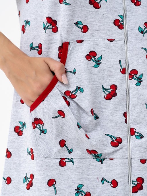 Халат хлопок 100%,серо-красный - Binita фото 6