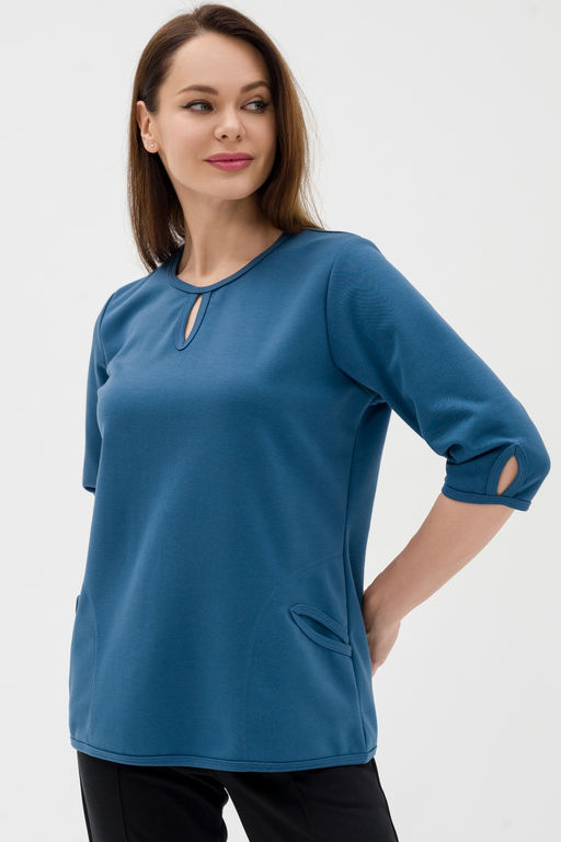 Кофта женская из коттон фита Анфиса ниагара макси - Амадэль фото 7