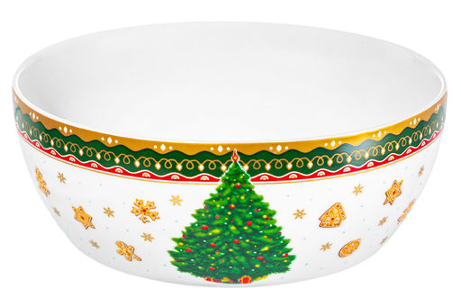 Салатник 1,7 л 20*20*7,5 см Новогодняя елка зеленый узор, фарфор NEW BONE CHINA - Elan gallery фото 6