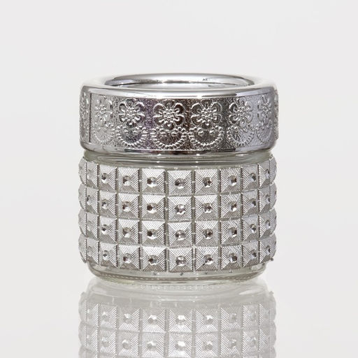 Банка для хранения сыпучих Сильвер, 100 мл, 5.75.5 см, с пластиковой крышкой, стекло, серебряная