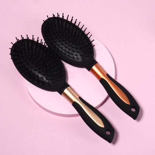 Расчёска массажная, прорезиненная ручка, 8×24 (±1) см, чёрная