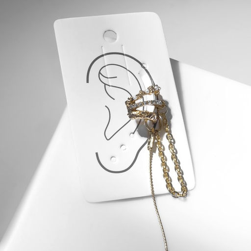 Серьга Кафф роскошь, цвет белый в золоте - Queen fair фото 3