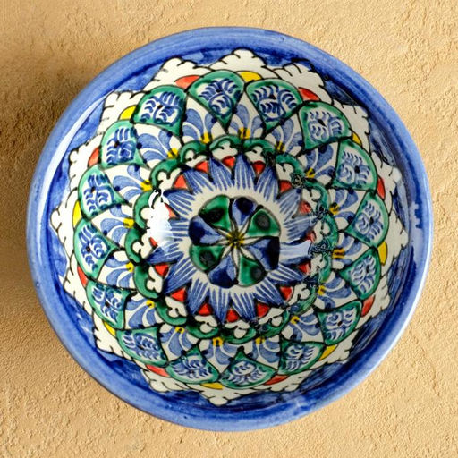 Набор чайный Риштанская керамика, 4 предмета: чайник 700 мл, 2 пиалы d=9.5 см, тарелка d=17 см, синий