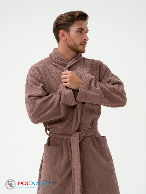 Жаккардовый мужской махровый халат с шалькой МЗ-11 (118)
