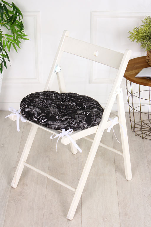 Подушка на стул 40х40см Bio-Line круглая с 4 завязками, 4 точки рогожка. PRKR4