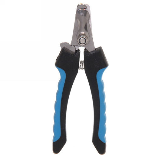 Цена за 3 шт. Когтерез для животных "ЗООУЛЬТРА", пружинный механизм, ручки прорезиненные - волна, цвет чёрный / голубой, 12см