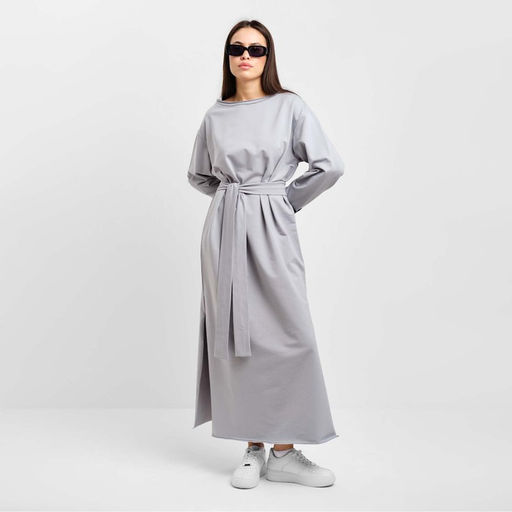 Платье женское миди с разрезом MIST, серое, размер 46-48 (L-XL)