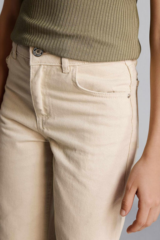 %100 Pamuk 90s W_de Leg Gabardin Pantolon K_z _ocuk - Defacto фото 4