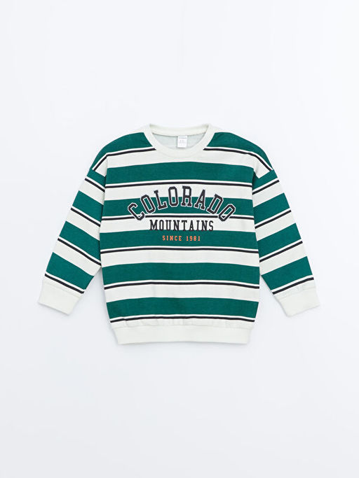 Bisiklet Yaka Bask?l? Erkek ?ocuk Sweatshirt ve E?ofman Alt 2li Tak?m - Waikiki фото 2