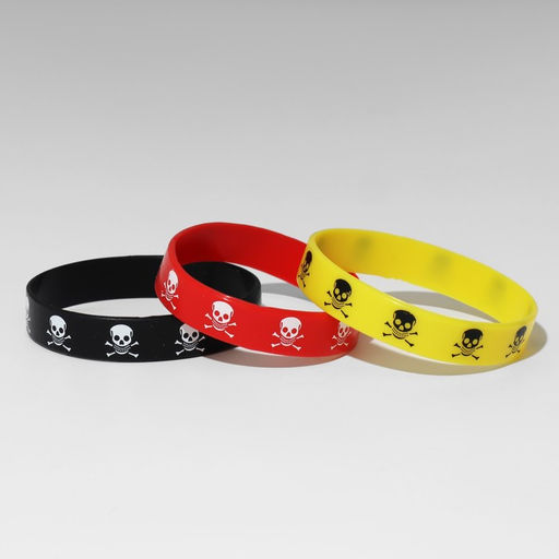 Силиконовый браслет Череп, набор 3 шт, цвет МИКС, 5,7см