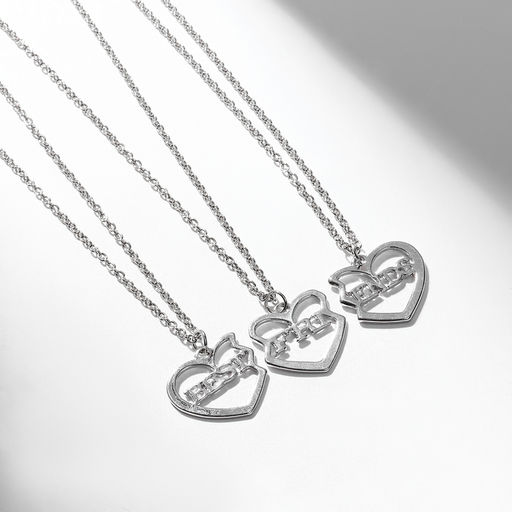 Кулоны на цепочке Неразлучники, с надписью best friends, 3 шт. цвет серебро, 40 см - Tell your story фото 3