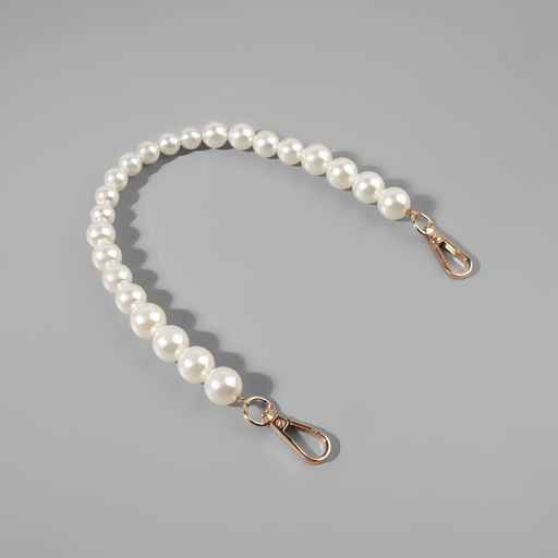 Ручка для сумки, жемчужные бусы, d=12, 14, 16 мм, 39 см, цвет белый, золотой