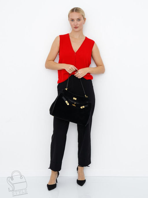 Сумка женская кожаная 2320YF black Polina&Eiterou  в Новосибирске