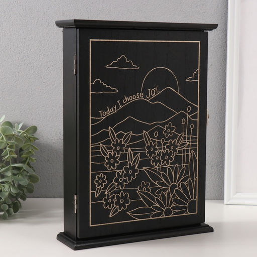 Ключница настенная Горы. Закат, дерево, 6 крючков, 6?22?30 см