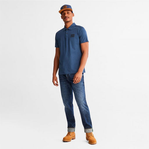 Мужские поло с коротким рукавом Timberland Polo Eco-Ready Supima Jersey Anti-Odor Regular синяя  фото 5