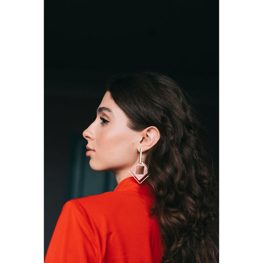 Серьги ассорти Иллюзия, цвет пудровый в золоте - Queen fair фото 6