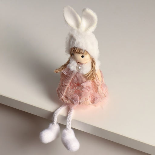 Кукла интерьерная Ангелочек в цветочном платье в шапке с ушками 5,5х7х19,5 см - Simaland фото 3