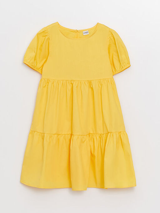 Bisiklet Yaka Basic K?sa Kollu K?z ?ocuk Elbise