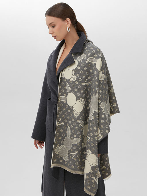 В составе ШЕРСТЬ и КАШЕМИР Большой, мягкий, теплый двусторонний палантин