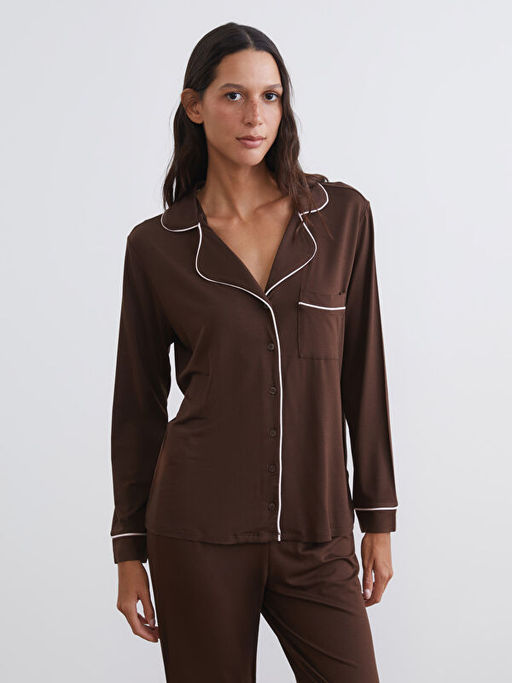 G?mlek Yaka Kad?n Pijama Tak?m?