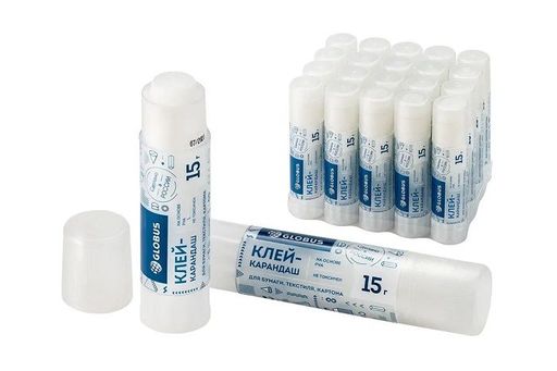 Цена за 5 шт. Клей-карандаш GLOBUS ШКОЛЬНЫЙ 15 г PVA