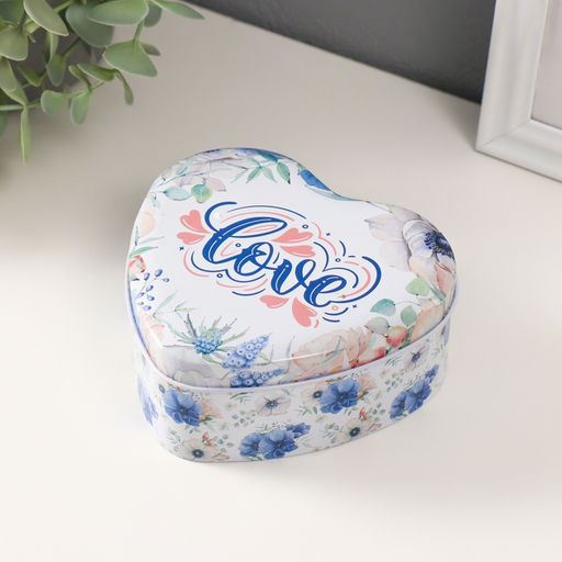 Набор шкатулок для хранения мелочей, украшений Сердце. Любовь, 3 шт., металл, 10.5?12.6?5 см