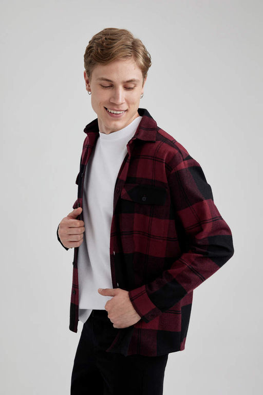 Рубашка Relax Fit в клетку с длинным рукавом Lumberjack - Defacto фото 5
