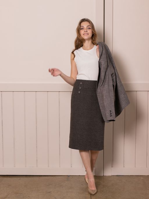 юбка прямого силуэта, зауженная к низу, на подкладке, (в составе шерсть) - Трика фото 4