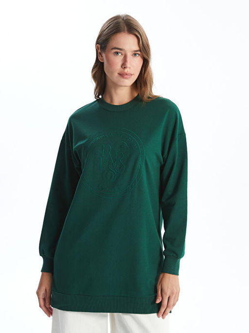 Bisiklet Yaka Nak??l? Kad?n Sweatshirt Tunik